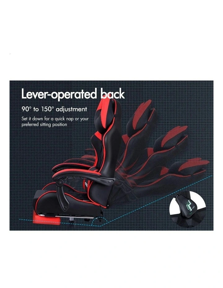 PU Leather Gaming Chair With Footrest in Red image 7