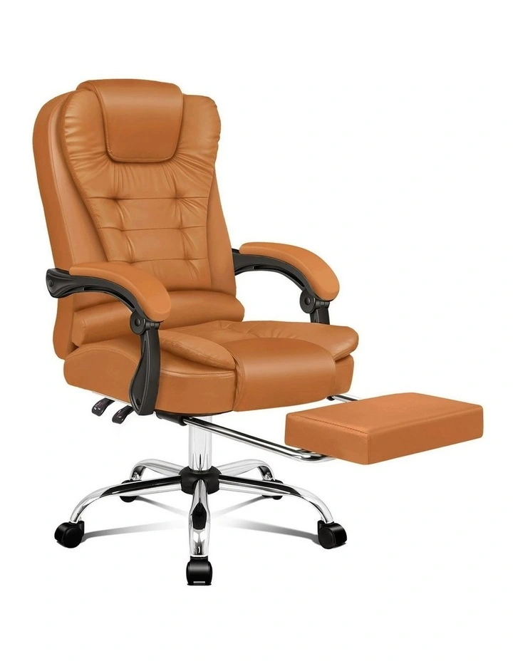Executive PU Leather Seat Office Chair With Footrest in Brown image 1
