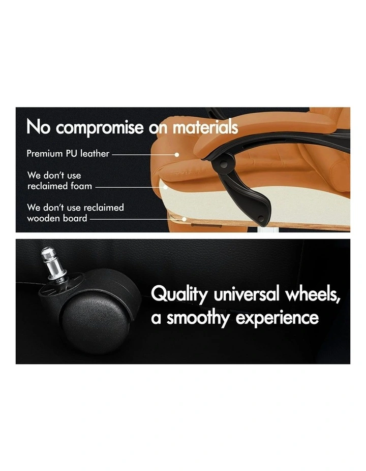 Executive PU Leather Seat Office Chair With Footrest in Brown image 3