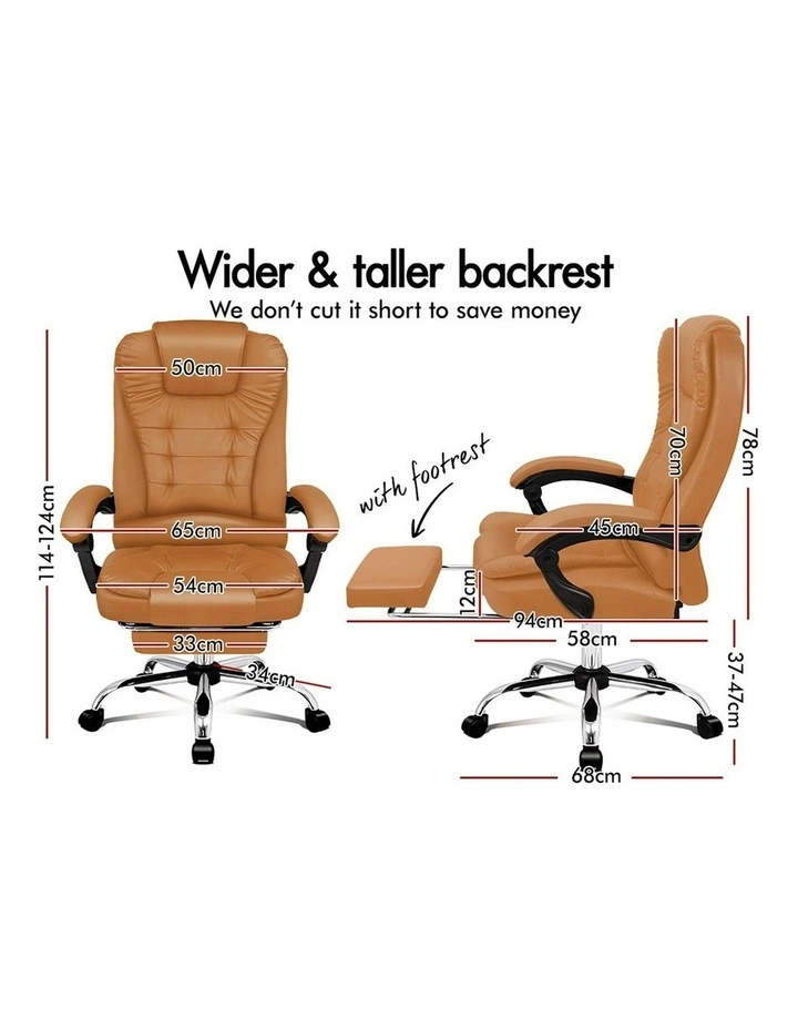 Executive PU Leather Seat Office Chair With Footrest in Brown image 5