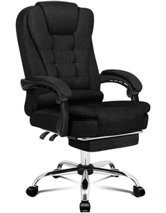 Executive Fabric Seat Office Chair With Footrest in Black