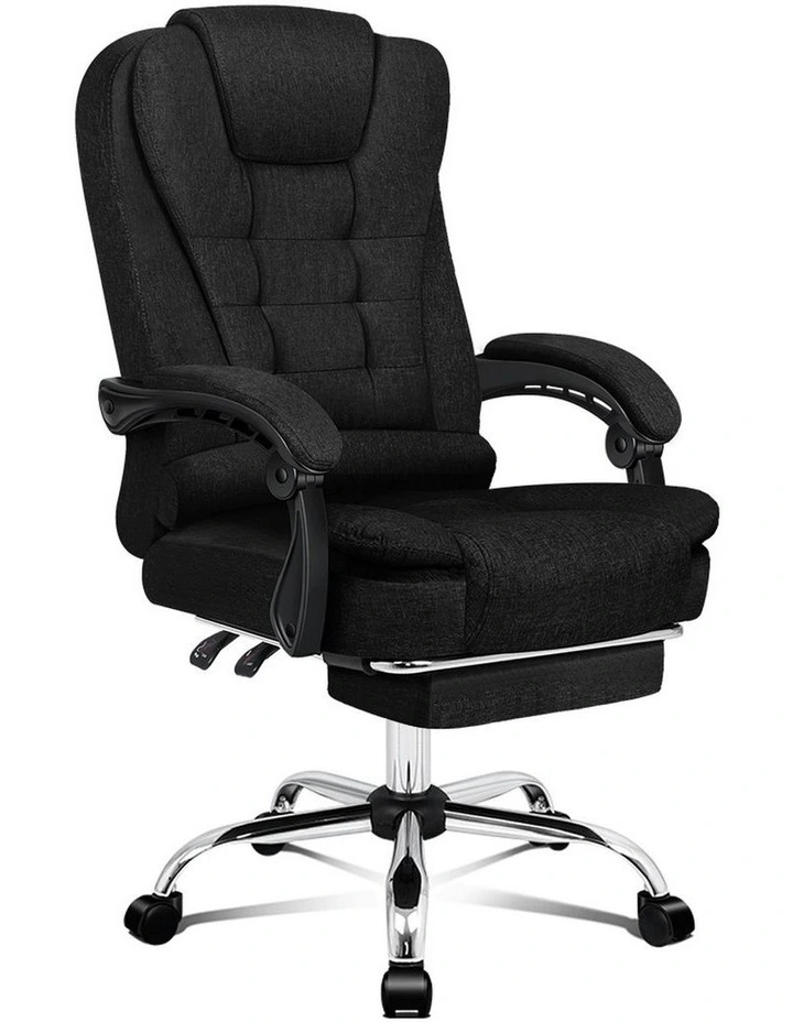 Executive Fabric Seat Office Chair With Footrest in Black image 1