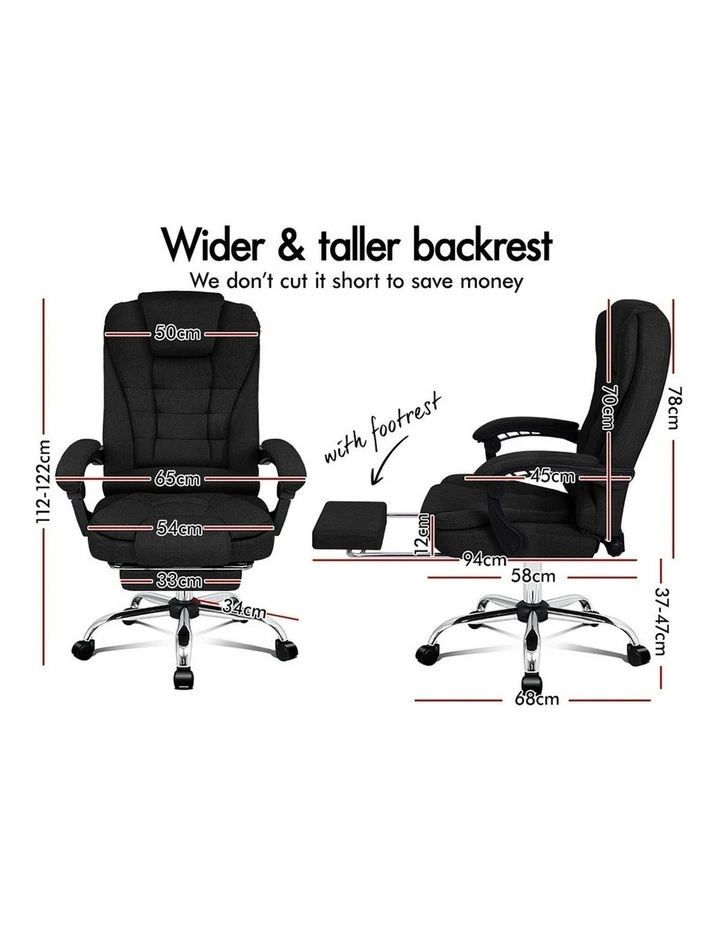 Executive Fabric Seat Office Chair With Footrest in Black image 5