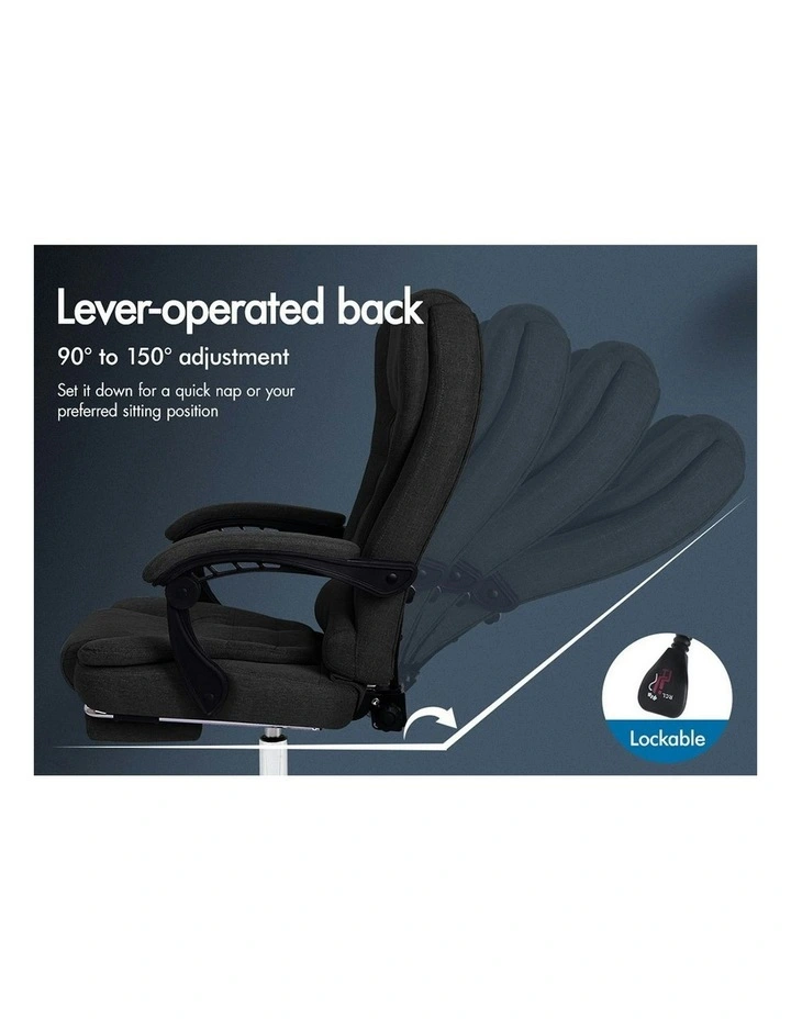 Executive Fabric Seat Office Chair With Footrest in Black image 6