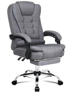 Executive Fabric Seat Office Chair With Footrest in Grey