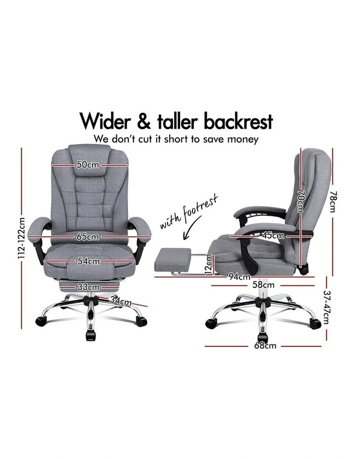 Executive Fabric Seat Office Chair With Footrest in Grey image 5