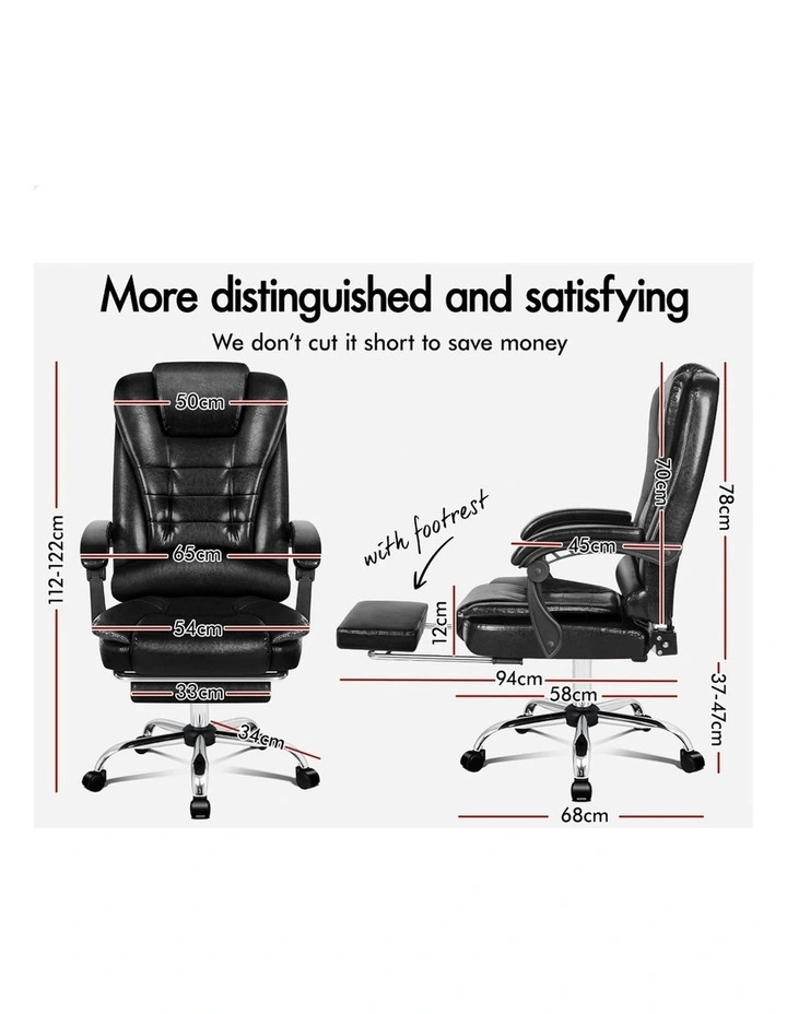 Office Chair Executive PU Leather Seat With Footrest in Glossy Black image 5