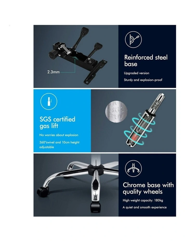 Office Chair Executive PU Leather Seat With Footrest in Glossy Black image 7