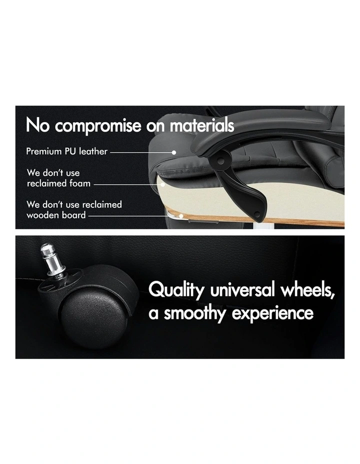 Office Chair Executive PU Leather Seat With Footrest in Grey image 4