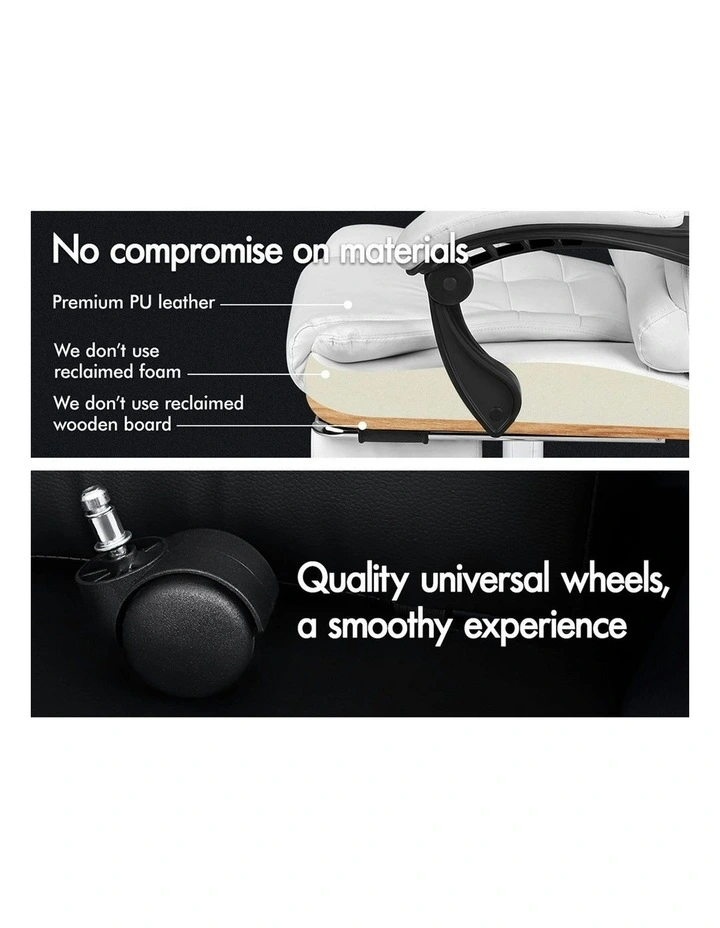 Executive PU Leather Seat Office Chair in White image 4