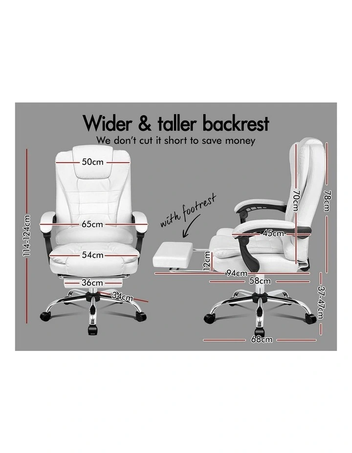 Executive PU Leather Seat Office Chair in White image 5