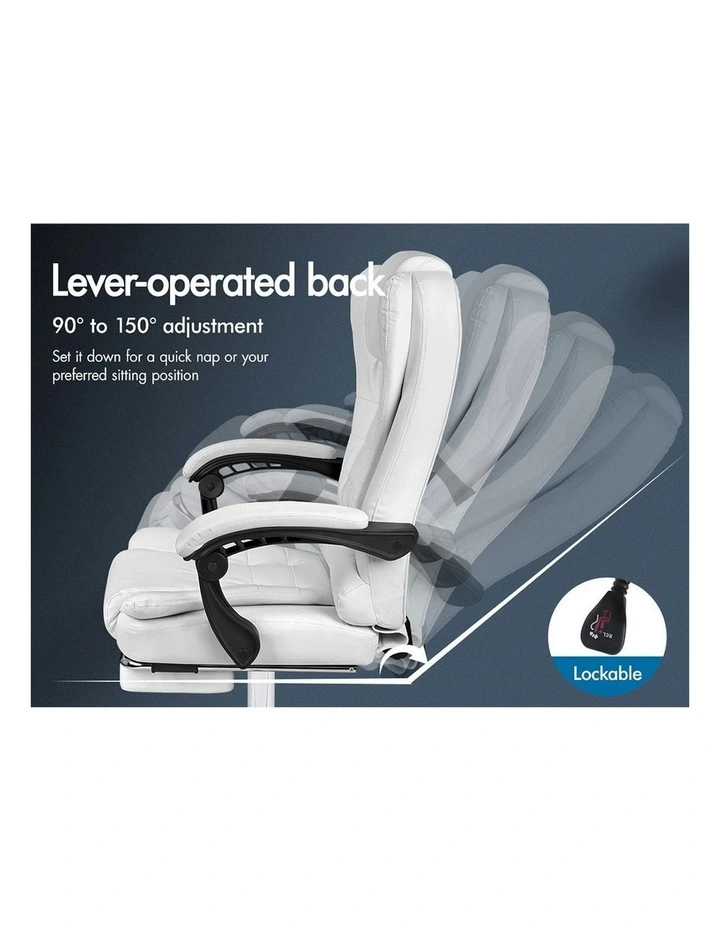 Executive PU Leather Seat Office Chair in White image 6
