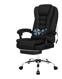 Executive Massage Office Chair With Footrest in Fabric Black