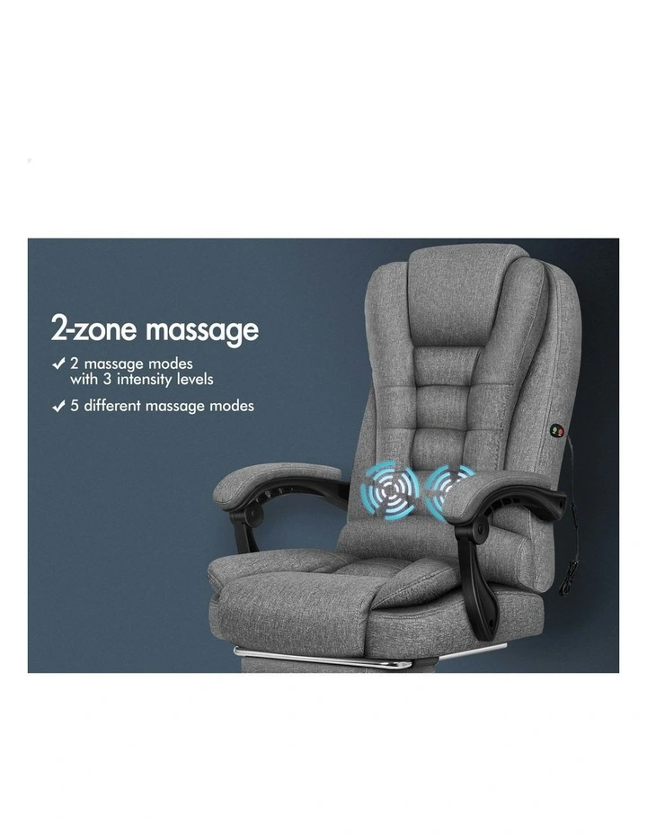 Executive Massage Office Chair With Footrest in Fabric Grey image 3