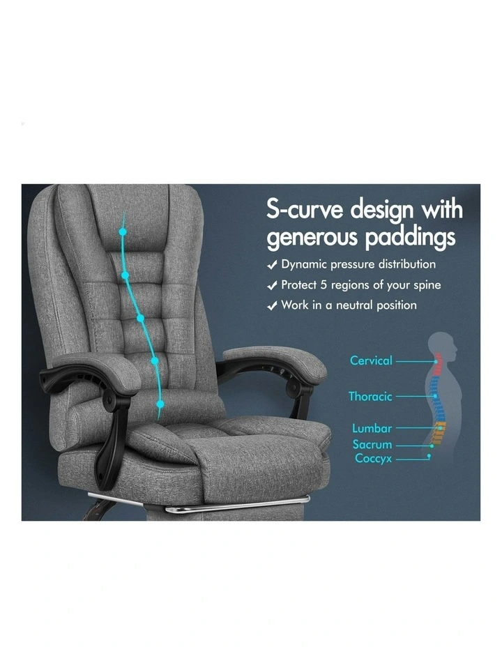 Executive Massage Office Chair With Footrest in Fabric Grey image 4