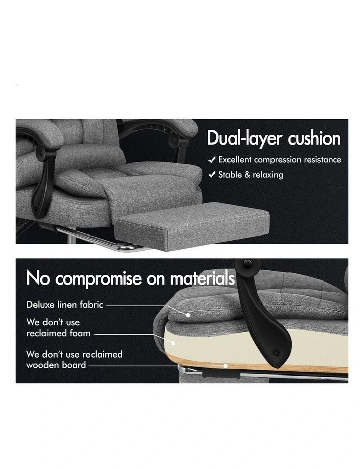 Executive Massage Office Chair With Footrest in Fabric Grey image 5