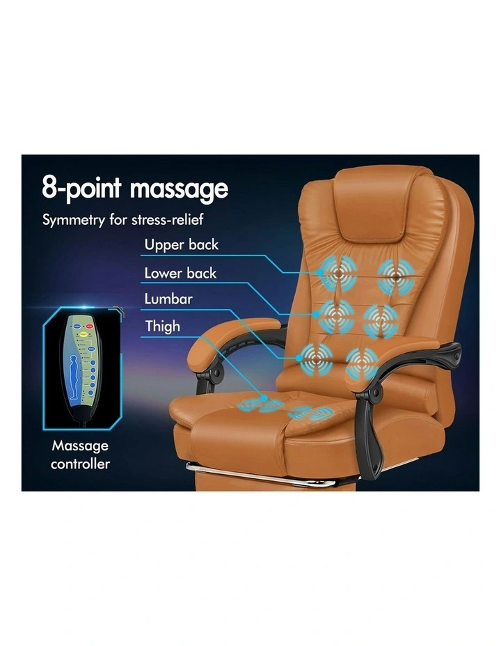8-Point Massage Office Chair in Brown image 3