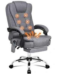 8-Point Massage Office Chair in Fabric Grey