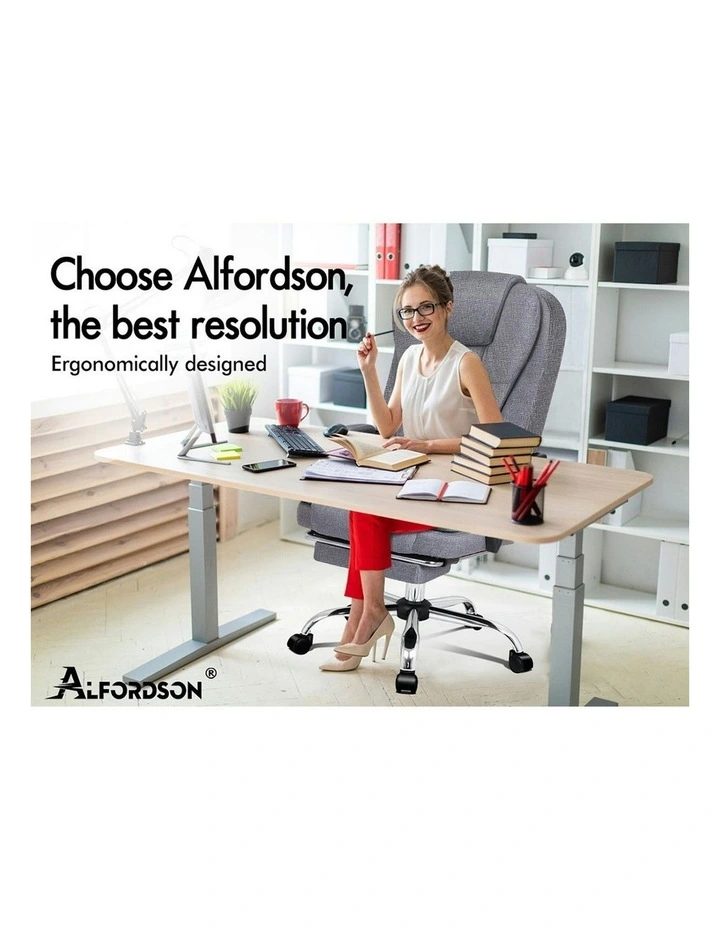 8-Point Massage Office Chair in Fabric Grey image 2