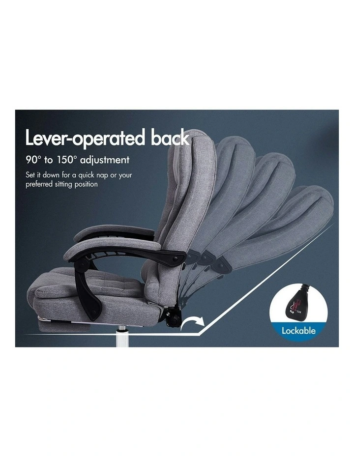 8-Point Massage Office Chair in Fabric Grey image 6