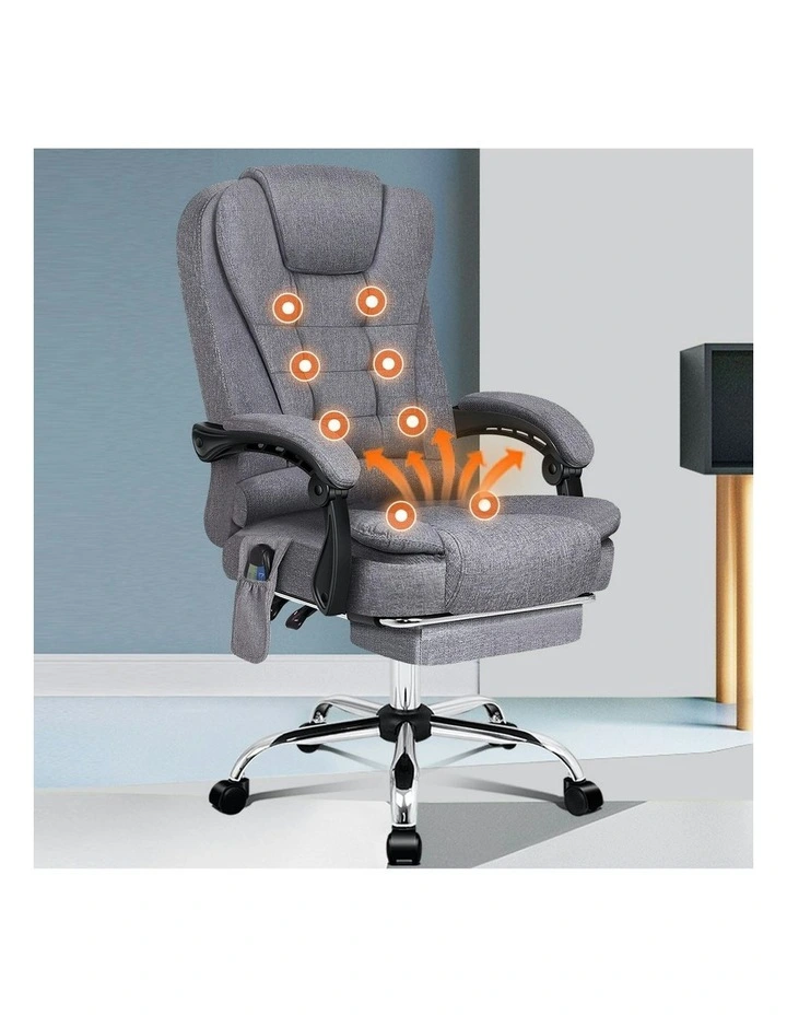 8-Point Massage Office Chair in Fabric Grey image 7