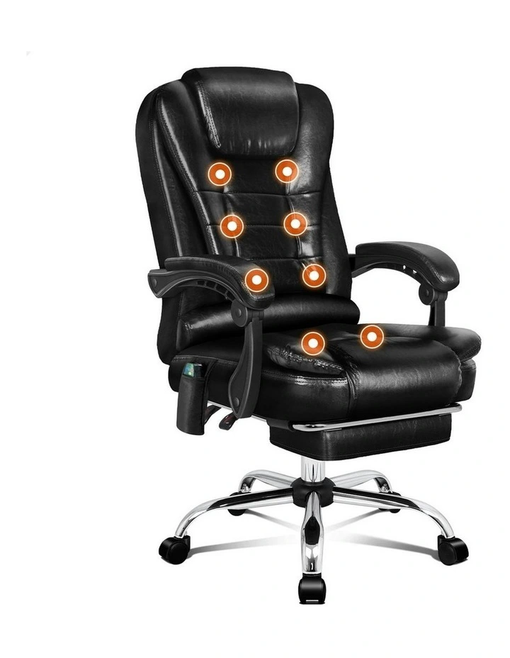 8-Point Massage Office Chair in Glossy Black image 1