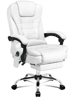 8-Point Massage Office Chair in White
