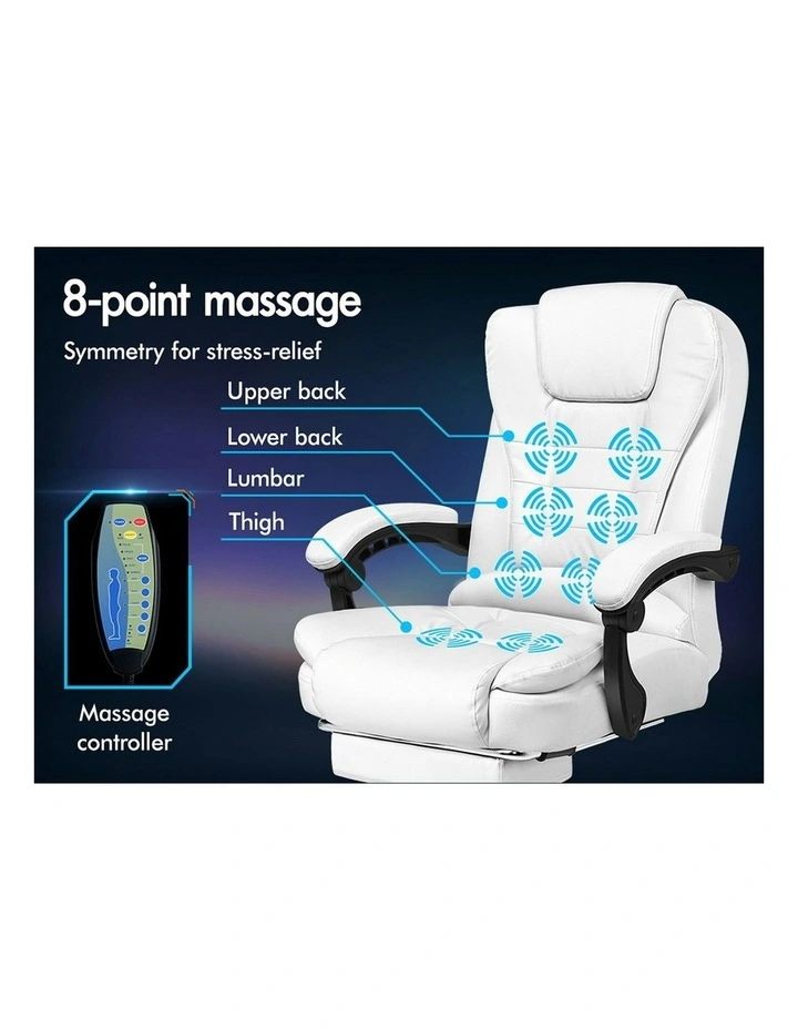 8-Point Massage Office Chair in White image 3