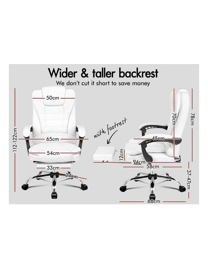 8-Point Massage Office Chair in White image 5