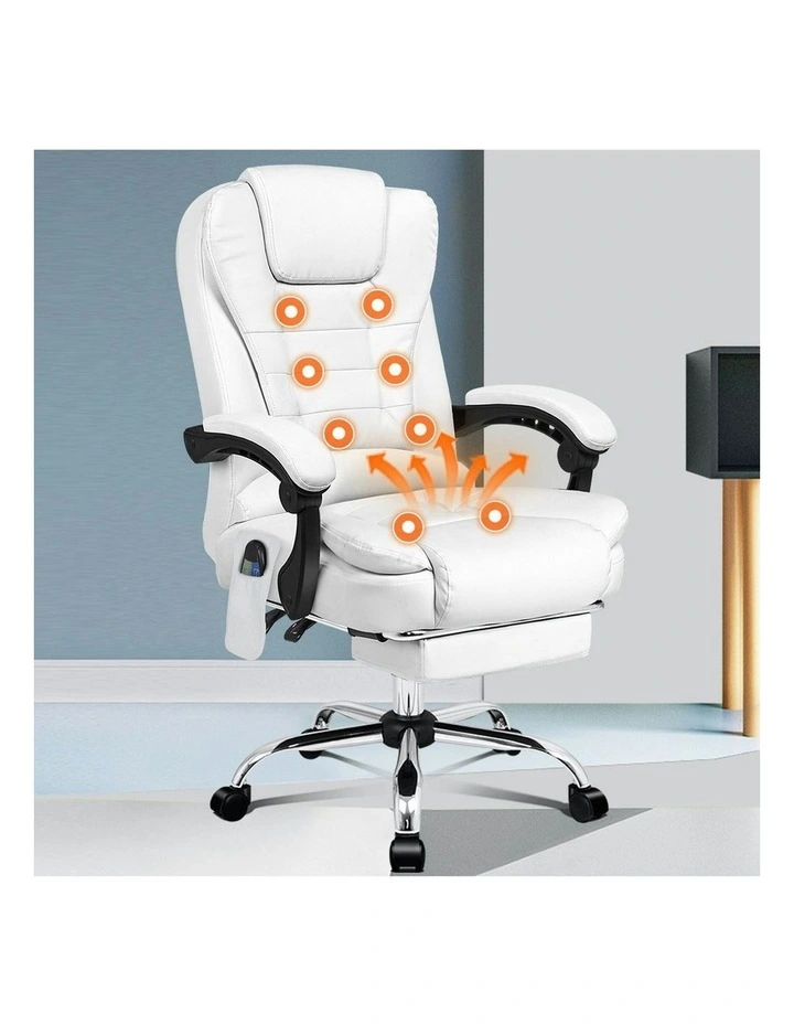 8-Point Massage Office Chair in White image 7