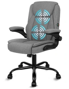 Flip-Up Aramrest Linen Fabric Massage Office Chair in Grey
