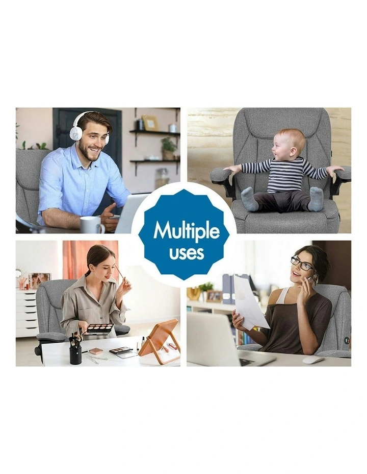 Flip-Up Aramrest Linen Fabric Massage Office Chair in Grey image 4