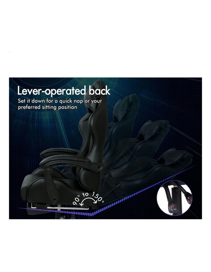 Office Massage Computer Racing Seat PU Leather Gaming Chair in Black image 4