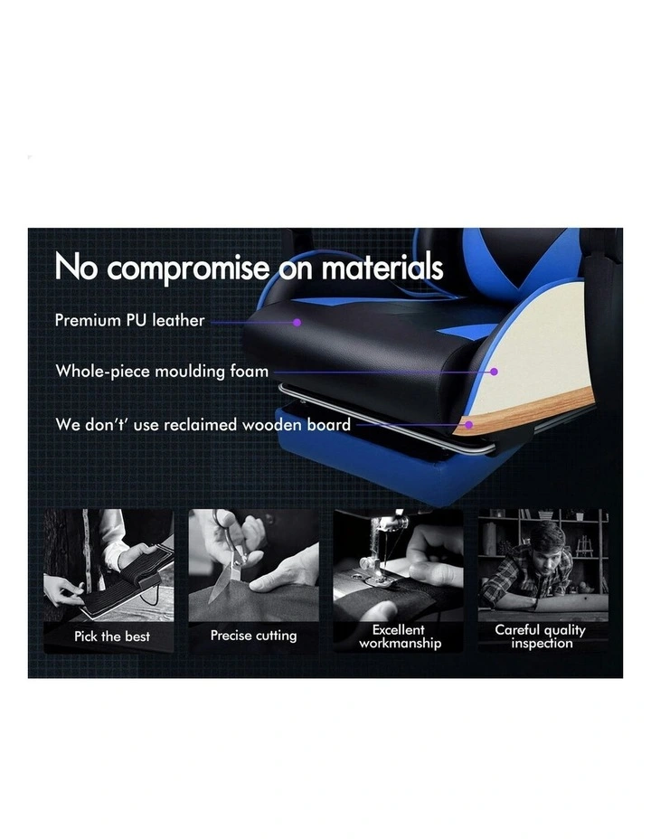 Office Massage Computer Racing Seat PU Leather Gaming Chair in Blue image 5