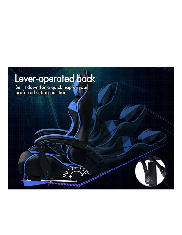 Office Massage Computer Racing Seat PU Leather Gaming Chair in Blue image 6