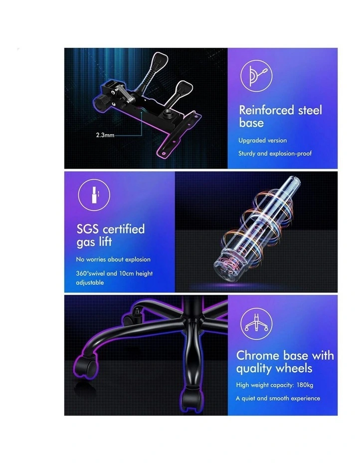 Office Massage Computer Racing Seat PU Leather Gaming Chair in Cyan image 2