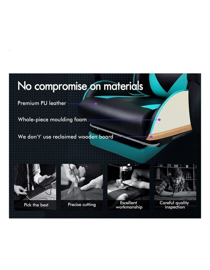 Office Massage Computer Racing Seat PU Leather Gaming Chair in Cyan image 5