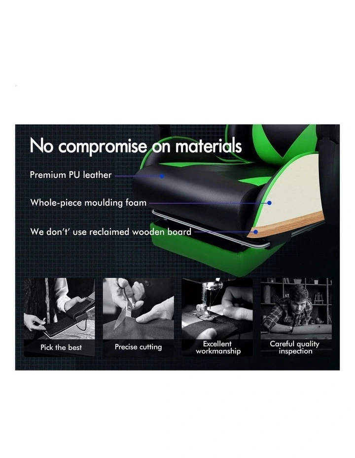 Office Massage Computer Racing Seat PU Leather Gaming Chair in Green image 4
