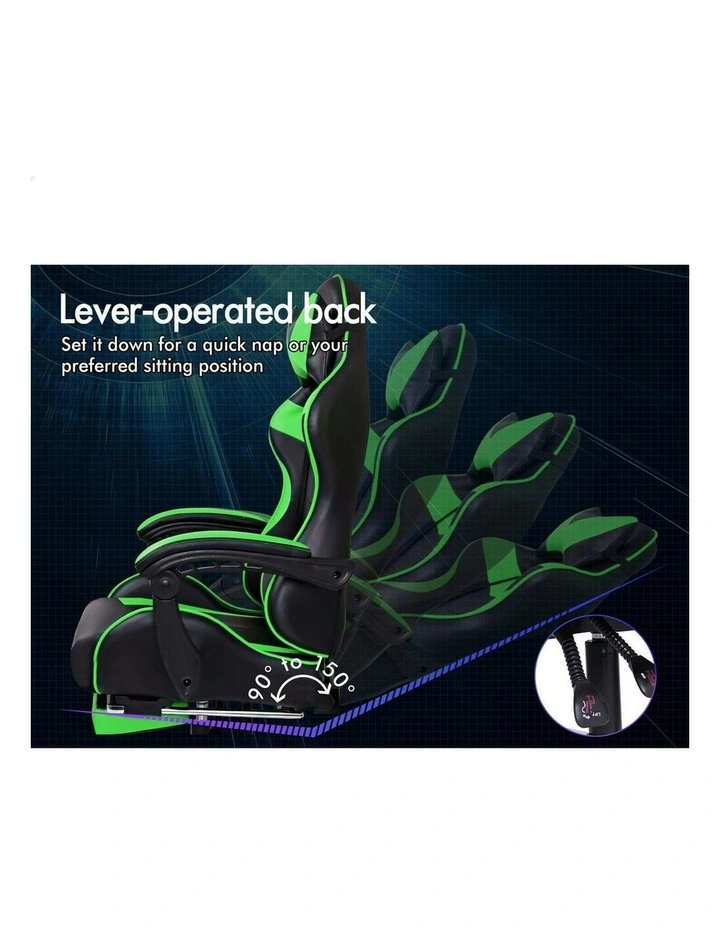 Office Massage Computer Racing Seat PU Leather Gaming Chair in Green image 5