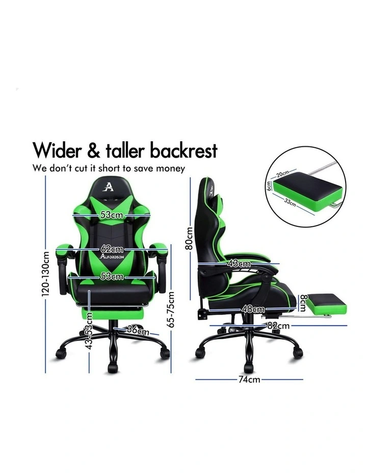 Office Massage Computer Racing Seat PU Leather Gaming Chair in Green image 6