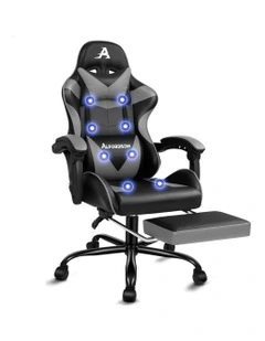 Office Massage Computer Racing Seat PU Leather Gaming Chiar in Grey