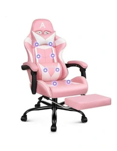 Office Massage Computer Racing Seat PU Leather Gaming Chair in Pink