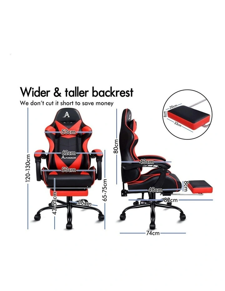 Office Massage Computer Racing Seat PU Leather Gaming Chair in Red image 6