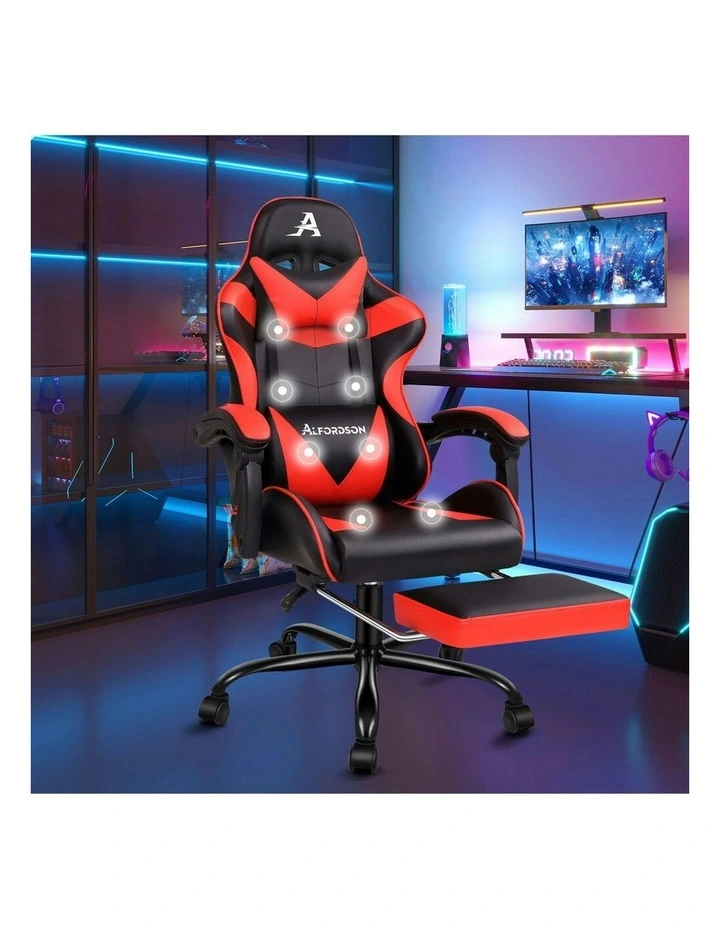 Office Massage Computer Racing Seat PU Leather Gaming Chair in Red image 7