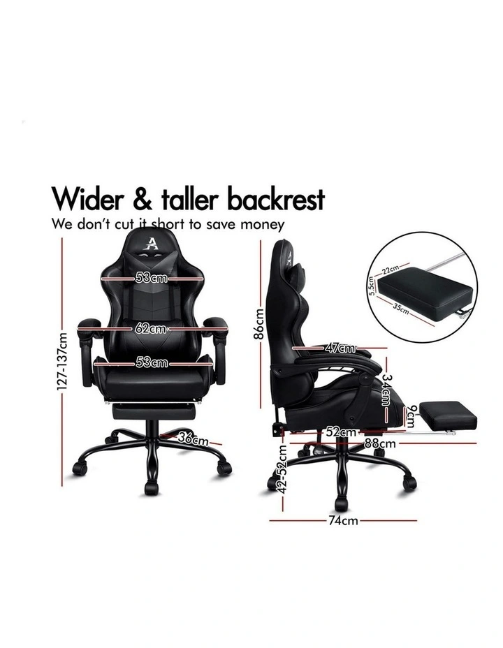 ALFORDSON Gaming Chair with Lumbar Massage Office Chair Black image 6