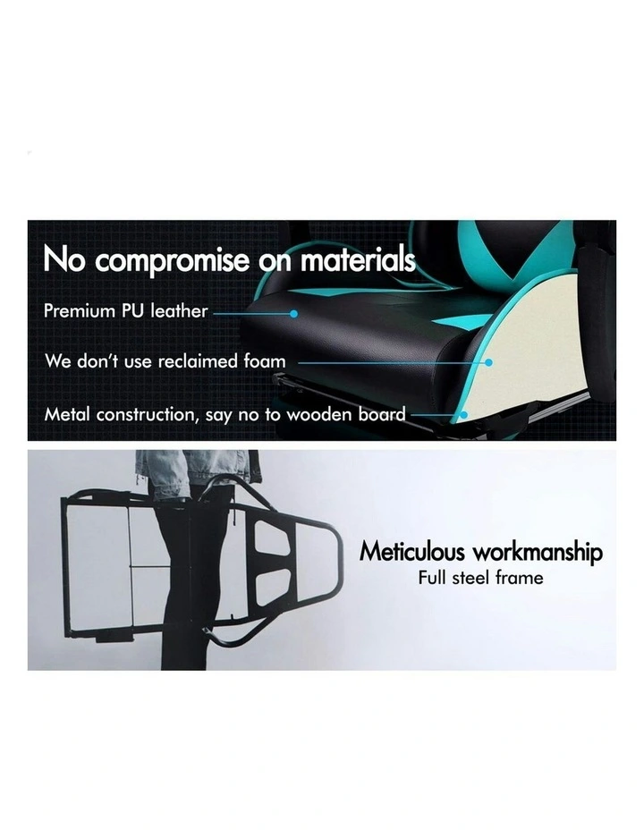 Gaming Chair With Lumbar Massage Office Chair in Cyan image 4