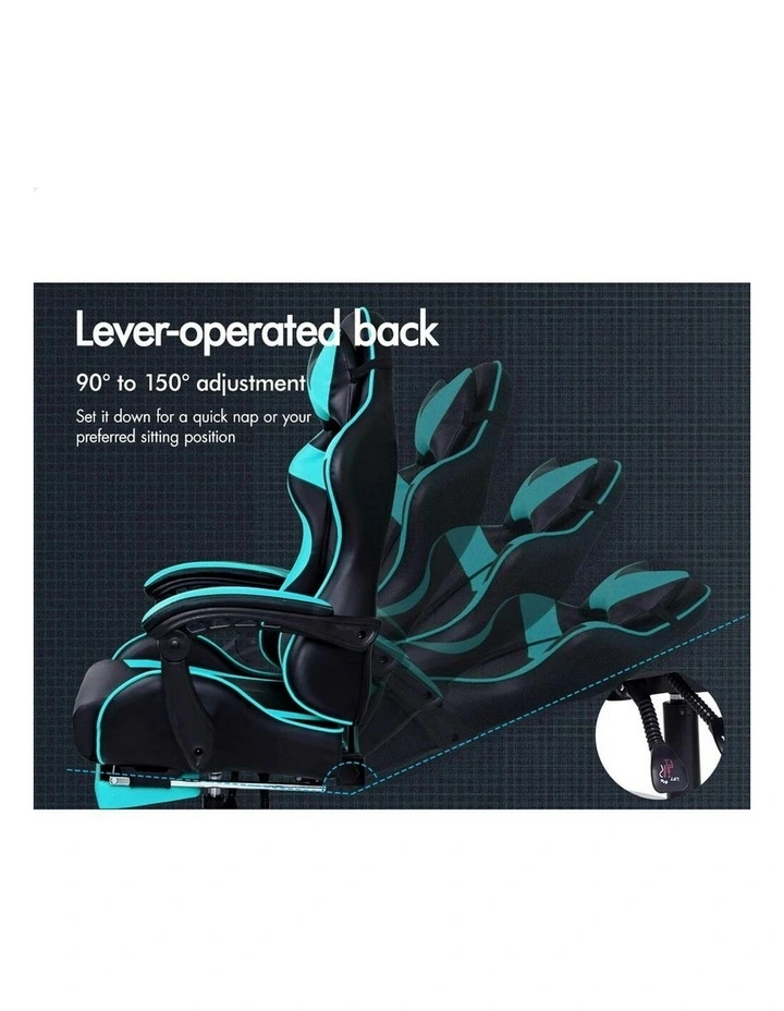 Gaming Chair With Lumbar Massage Office Chair in Cyan image 5