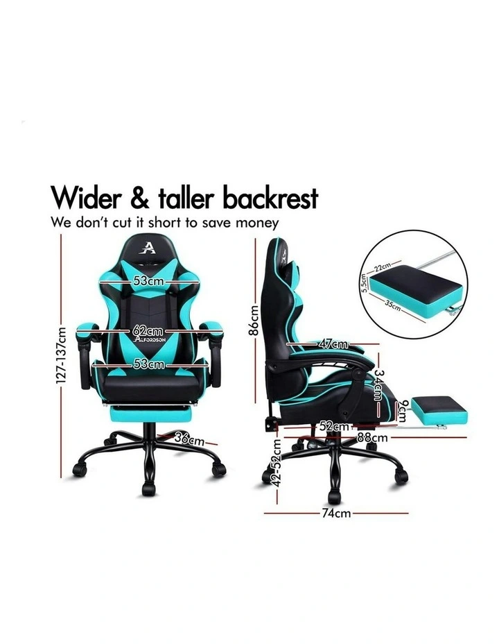 Gaming Chair With Lumbar Massage Office Chair in Cyan image 6