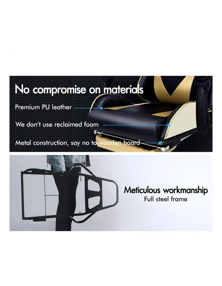 Gaming Chair With Lumbar Massage in Gold image 4