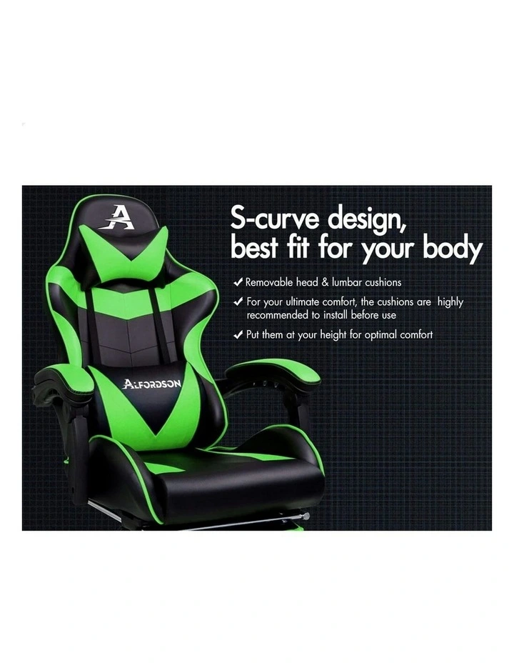 Gaming Chair With Lumbar Massage in Green image 2